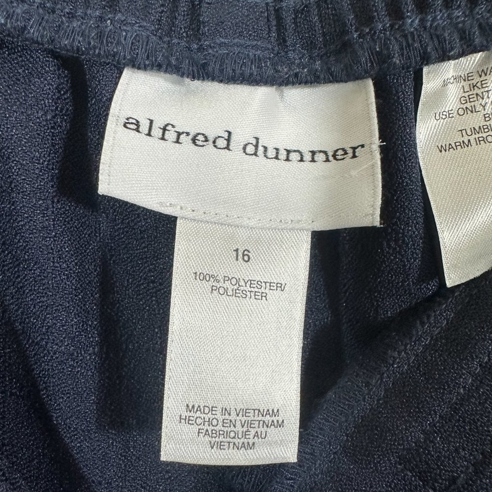 Alfred Dunner pull-on straight leg pants Navy Gold Buckle embellished waist - Picture 5 of 6